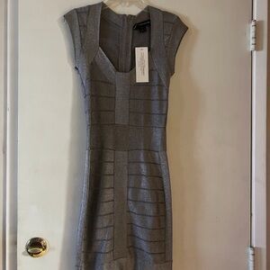 French Connection Shimmering Silver Cap Sleeve Dress